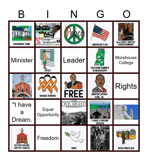 Martin Luther King Jr Bingo Card