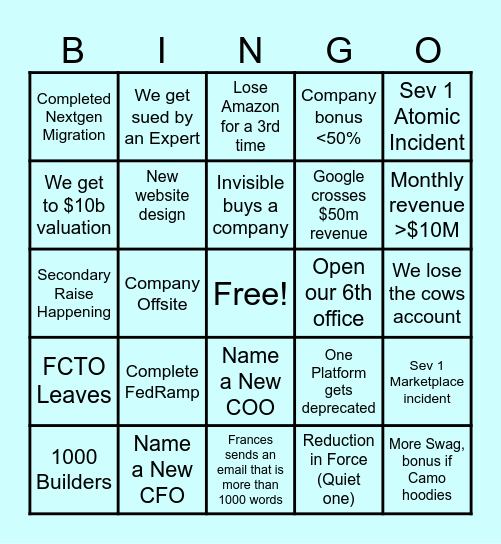 Invisible 2026 Bingo Card