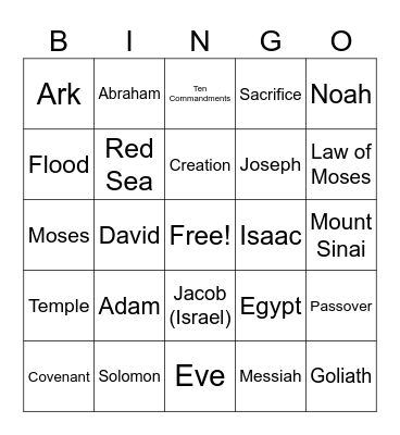 Old Testament Bingo Card