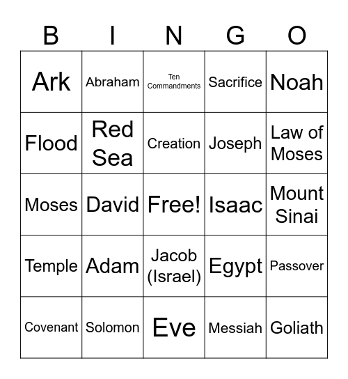 Old Testament Bingo Card