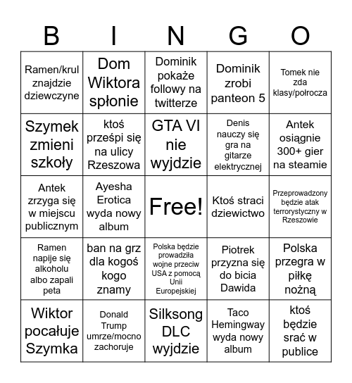 2026 Bingo Card