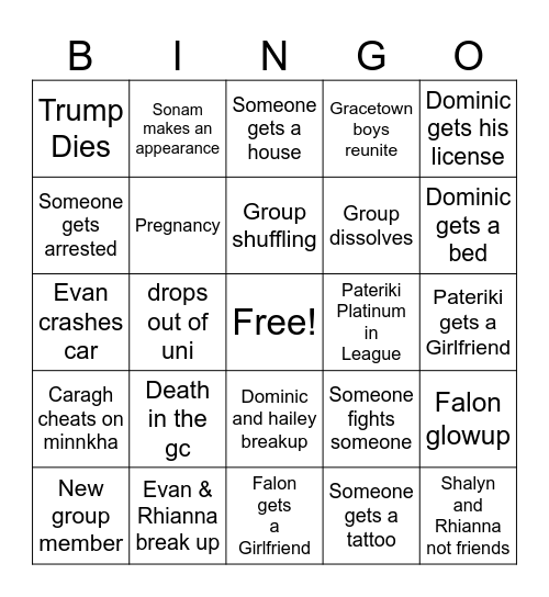 2026 Bingo Card