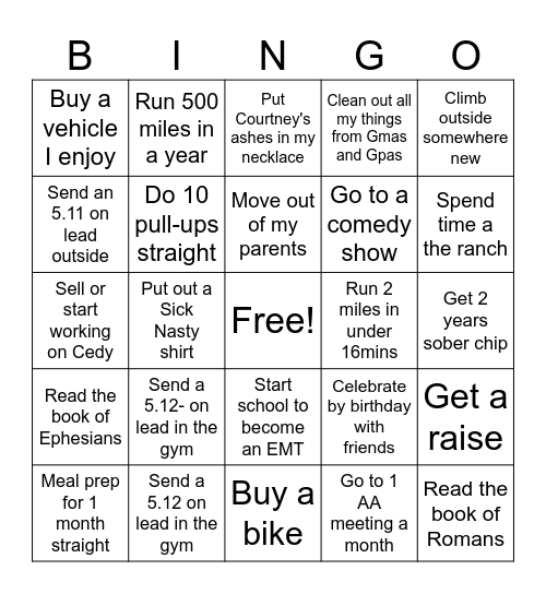 2026 Bingo Card