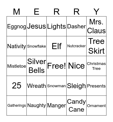 Christmas 2016 Bingo Card