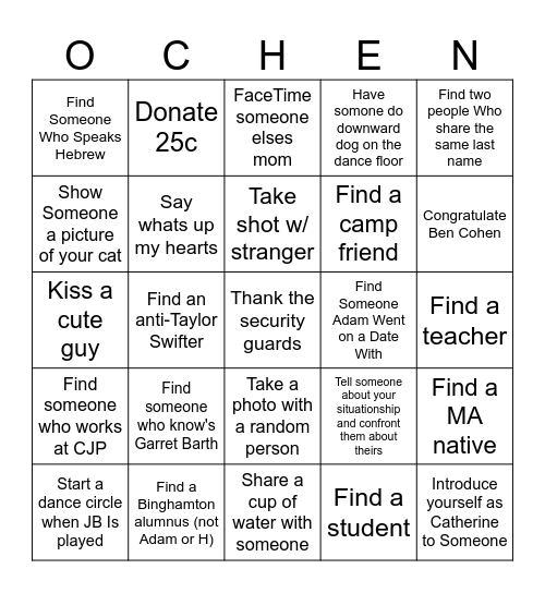 Bingo Board Bingo Card