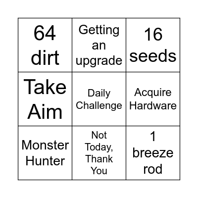 Minecraft Bingo Card