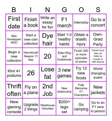2026 Bingo Card Bingo Card