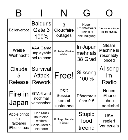 2026 Bingo Card