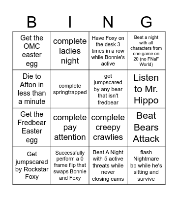 UCN Bingo Card