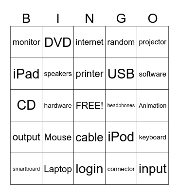 Technology Bingo Card
