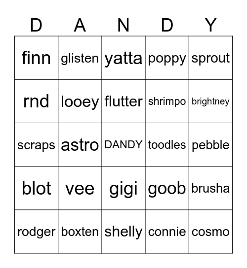 DANDYS WORLD TWISTEDS Bingo Card