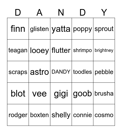 DANDYS WORLD TWISTEDS Bingo Card