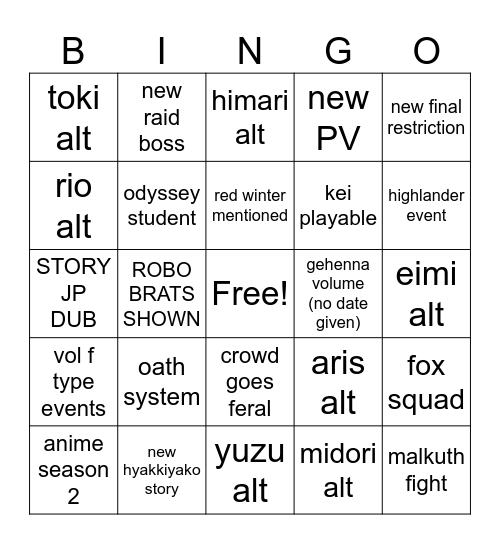 5th aniv fes bingo Card