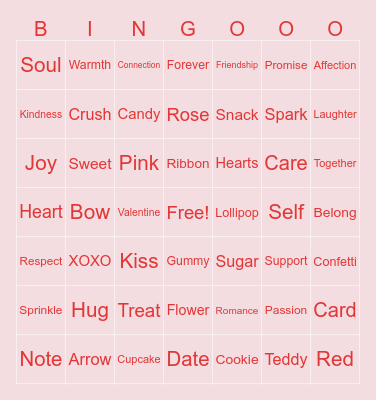 QUAD VALENTINES DAY BINGO Card