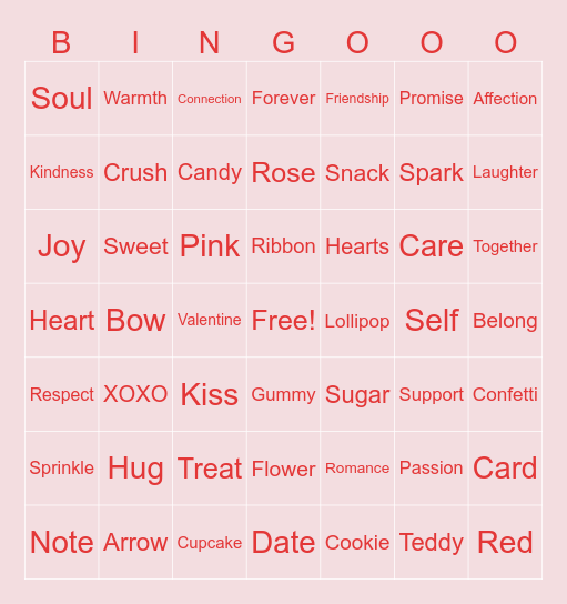 QUAD VALENTINES DAY BINGO Card