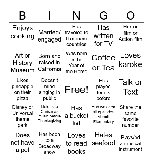 PI 2025 Human Bingo Card