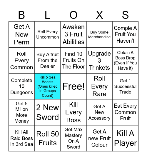 Blox Fruit Bingo Card