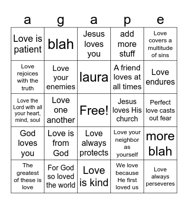 God's Love Bingo Card