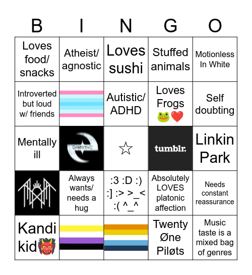 How similar are you to Rayne?? :3 Bingo Card