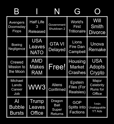 2026 Bingo Card