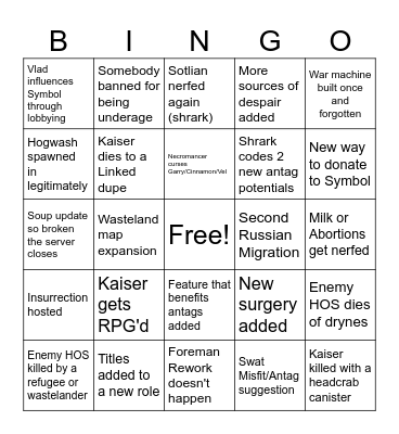 January BLEAK Bingo Card