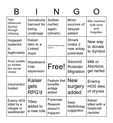 January BLEAK Bingo Card