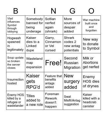 January BLEAK Bingo Card