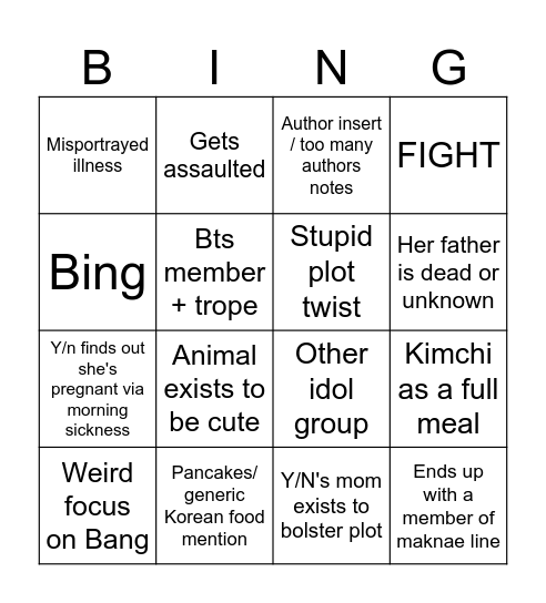 Ff bing Bingo Card
