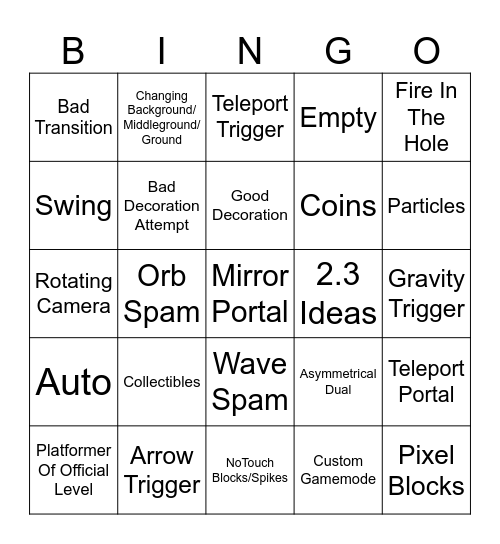 Recent Tab Bingo Card