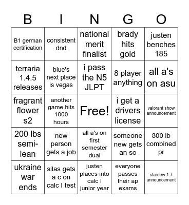 Bingo 2026 Bingo Card