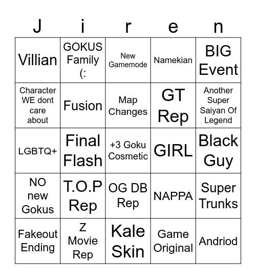 JIREN WILL DIE Bingo Card