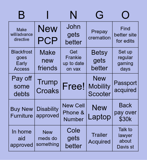 Stiles 2026 Bingo Card