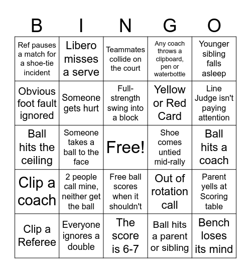 1/10-1/11 Volleyball BINGO Card