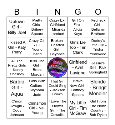 Kar Jackers "Girls" Bingo Card