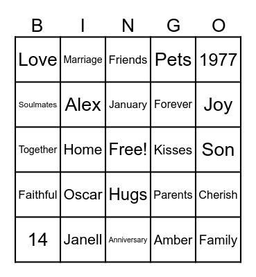 49th Wedding Anniversary! Bingo Card