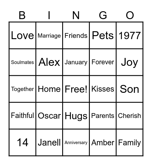 49th Wedding Anniversary! Bingo Card