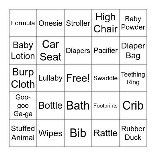 Baby Wilson Bingo Card