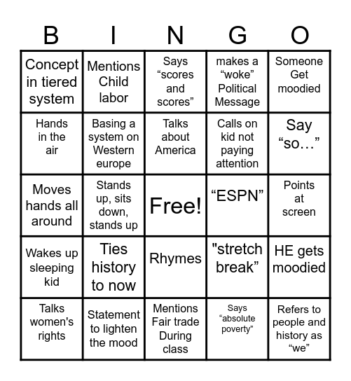 Moody Bingo Card