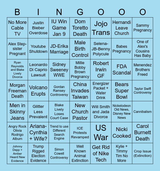 2026 Bingo Card #1 Bingo Card