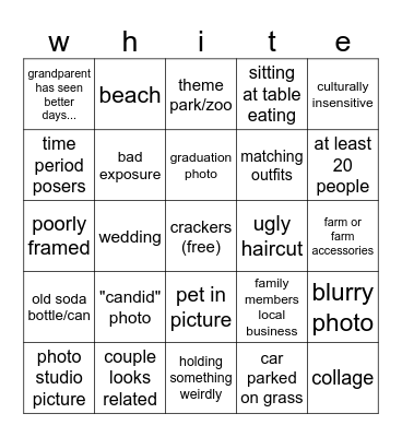 white family photos Bingo Card