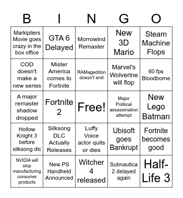 2026 Bingo Card