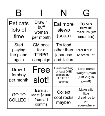 2026 GOALS!! Bingo Card