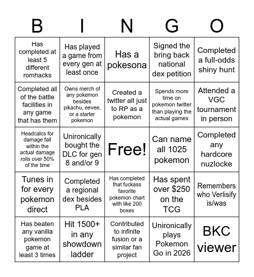 Untitled Bingo Card