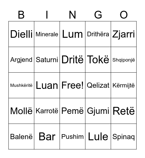 Bingo për Krijimin Bingo Card