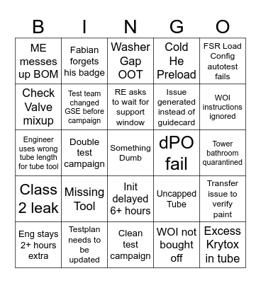 S2 Production Bingo Card