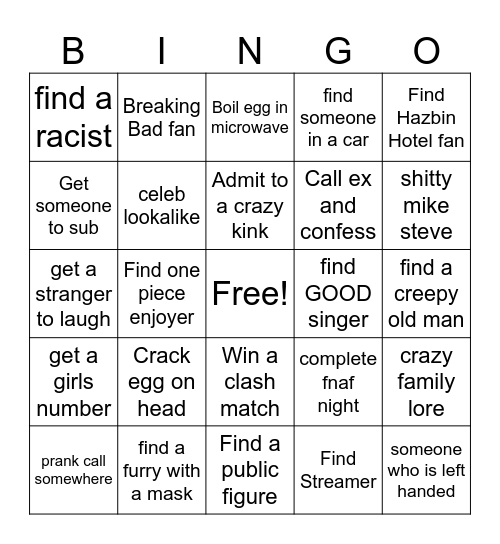 OmeTV bingo Card