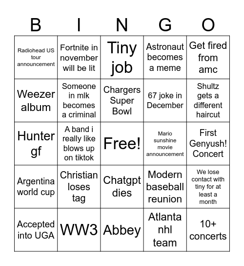 CJ 2026 Bingo Card