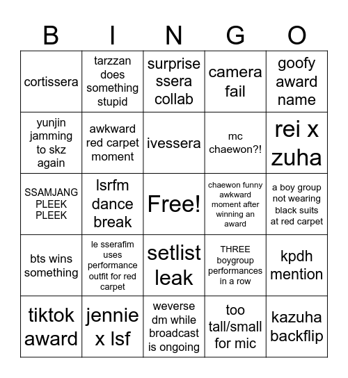 ZUNI GDA BINGO Card