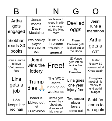 Siobhán 2026 Bingo Card
