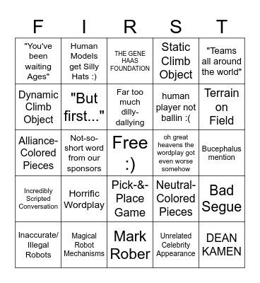 2026 FRC KICKOFF BINGO Card